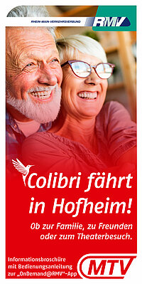 Link zur Broschüre, die Senioren über die Tarife und Betriebszeiten des Colibri-Shuttles unterrichtet.